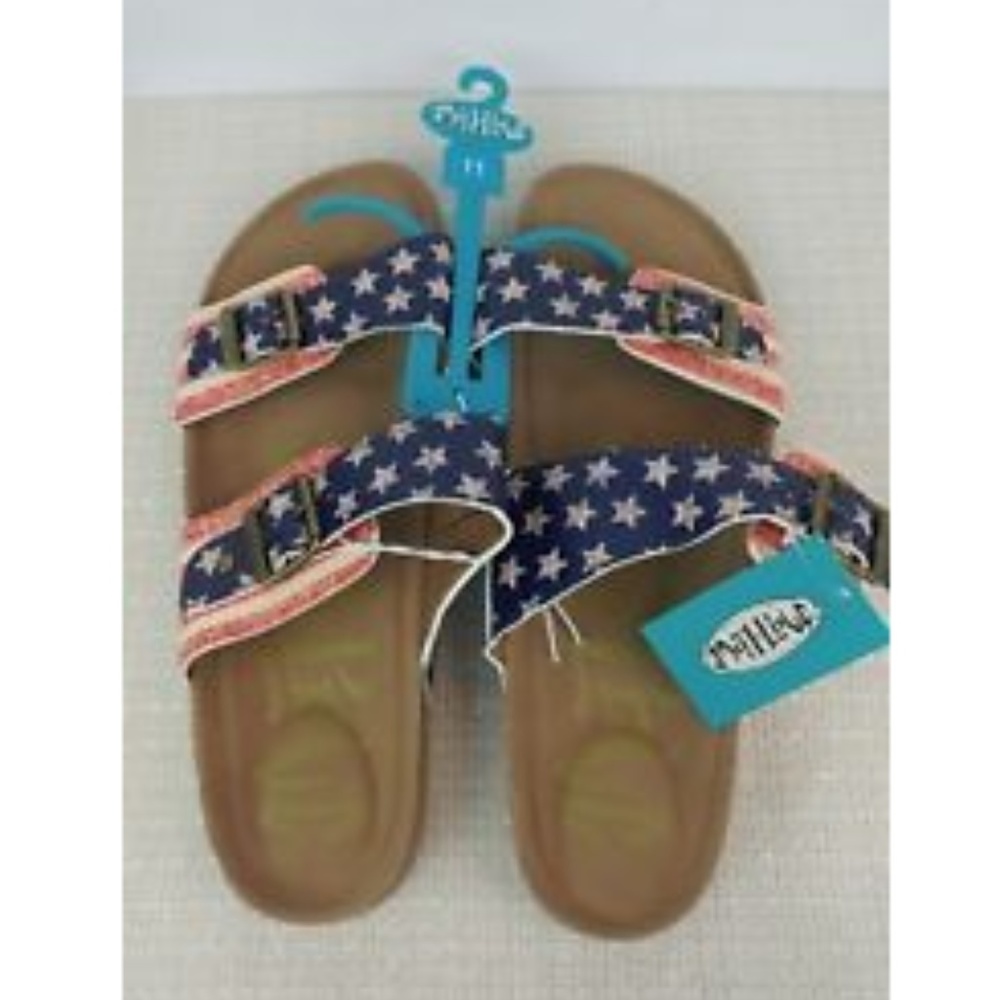 3/$25 Flag Print Foot Bed Sandals Size 11